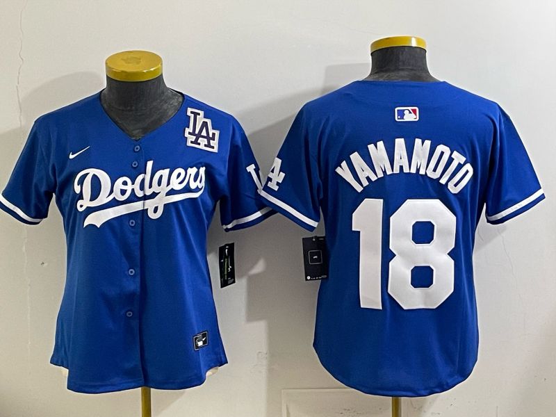 Women 2025 Los Angeles Dodgers #18 Yamamoto Blue Game Nike MLB Jersey style 0029